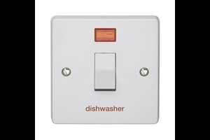 32A 1 Gang Double Pole Control Switch With Neon Printed 'Dish Washer'