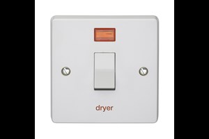 32A 1 Gang Double Pole Control Switch With Neon Printed 'Dryer'