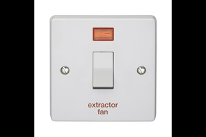 32A 1 Gang Double Pole Control Switch With Neon Printed 'Extractor Fan'