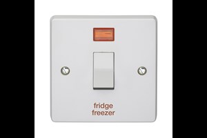 32A 1 Gang Double Pole Control Switch With Neon Printed 'Fridge Freezer'
