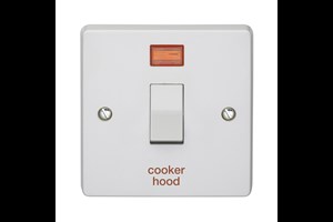 32A 1 Gang Double Pole Control Switch With Neon Printed 'Cooker Hood'
