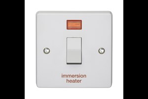 32A 1 Gang Double Pole Control Switch With Neon Printed 'Immersion Heater'