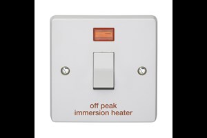 32A 1 Gang Double Pole Control Switch With Neon Printed 'Off Peak Immersion Heater'