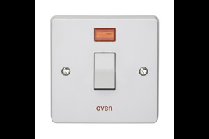 32A 1 Gang Double Pole Control Switch With Neon Printed 'Oven'
