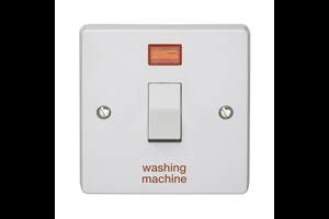 32A 1 Gang Double Pole Control Switch With Neon Printed 'Washing Machine'