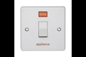 20A 1 Gang Double Pole Control Switch With Neon Printed 'Appliance'
