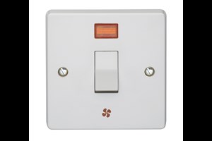 20A 1 Gang Double Pole Control Switch With Neon Printed 'Fan Symbol'