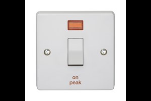 20A 1 Gang Double Pole Control Switch With Neon Printed 'On Peak'