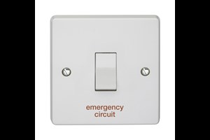 20A 1 Gang Double Pole Control Switch Printed 'Emergency Circuit'