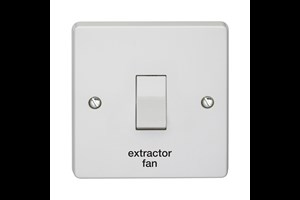 20A 1 Gang Double Pole Control Switch Printed 'Extractor Fan' in Black
