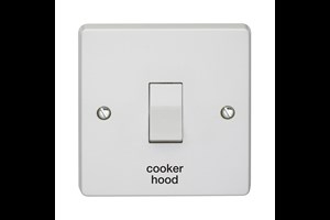 20A 1 Gang Double Pole Control Switch Printed 'Cooker Hood' in Black