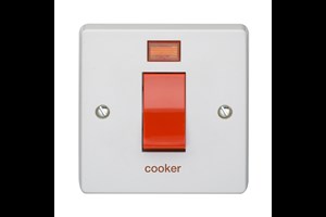 45A 1 Gang Double Pole Control Switch With Neon Printed 'Cooker'