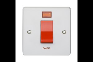 45A 1 Gang Double Pole Control Switch With Neon Printed 'Oven'