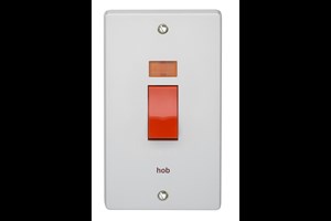 50A 2 Gang Double Pole Control Switch With Neon Printed 'Hob'