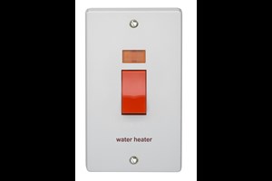 50A 2 Gang Double Pole Control Switch With Neon Printed 'Water Heater'