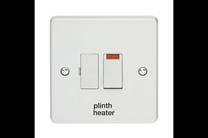 13A Double Pole Switched Fused Connection Unit With Neon Printed 'Plinth Heater' in Black