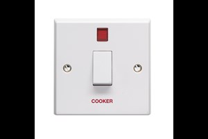 20A 1 Gang Double Pole Control Switch With Neon Printed 'Cooker'