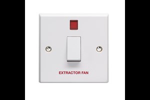20A 1 Gang Double Pole Control Switch With Neon Printed 'Extractor Fan'