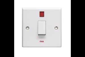 20A 1 Gang Double Pole Control Switch With Neon Printed 'Fan'