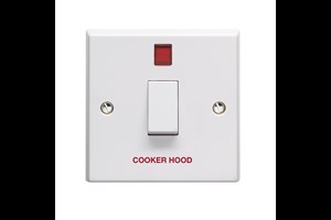 20A 1 Gang Double Pole Control Switch With Neon Printed 'Cooker Hood'