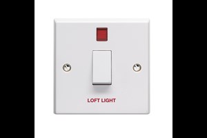 20A 1 Gang Double Pole Control Switch With Neon Printed 'Loft Light'