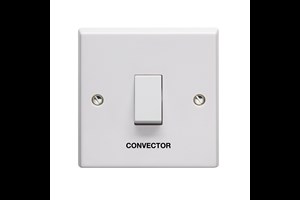 20A 1 Gang Double Pole Switch Printed 'Convector' in Black