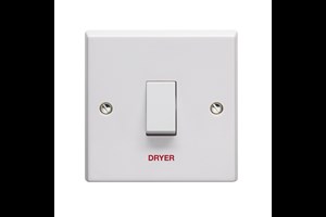 20A 1 Gang Double Pole Switch Printed 'Dryer'