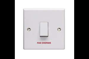 20A 1 Gang Double Pole Switch Printed 'Fan Overide'