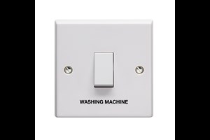 20A 1 Gang Double Pole Switch Printed 'Washing Machine' in Black