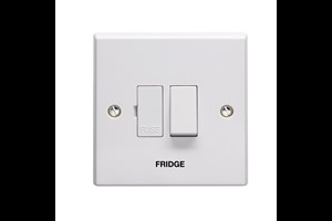 13A Double Pole Switched Fused Connection Unit Printed 'Fridge' in Black