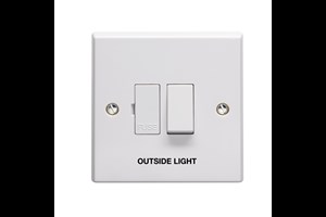 13A Double Pole Switched Fused Connection Unit Printed 'Outside Light' in Black