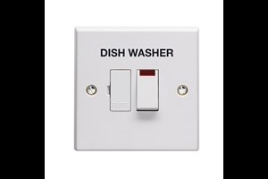13A Double Pole Switched Fused Connection Unit With Neon Printed 'Dish Washer' in Black Large Text