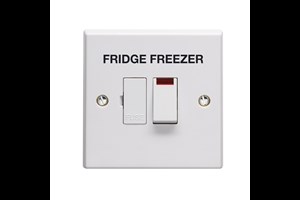 13A Double Pole Switched Fused Connection Unit With Neon Printed 'Fridge Freezer' in Black Large Text