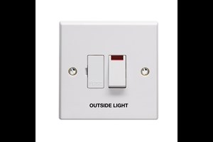 13A Double Pole Switched Fused Connection Unit With Neon Printed 'Outside Light' in Black