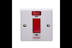 45A 1 Gang Double Pole With Neon Printed 'Cooker' in Red