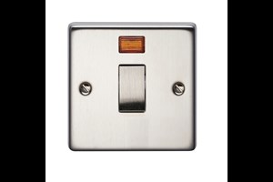 32A 1 Gang Double Pole Control Switch With Neon Stainless Steel Finish