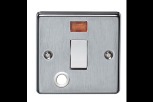 20A 1 Gang Double Pole Control Switch With Neon And Cord Outlet Stainless Steel Finish
