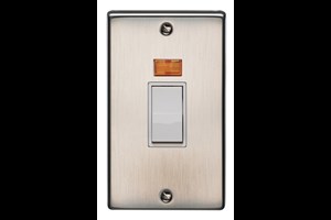 50A 2 Gang Double Pole Control Switch With Neon Stainless Steel Finish