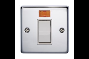 45A 1 Gang Double Pole With Neon Highly Polished Chrome Finish
