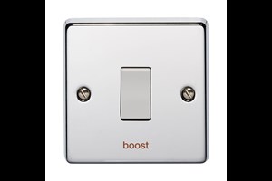 10AX 1 Gang 2 Way Flush Metal Plate Switch Printed 'Boost' Highly Polished Chrome Finish