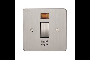 20A 1 Gang Double Pole Switch With Neon Printed 'Hand Dryer'