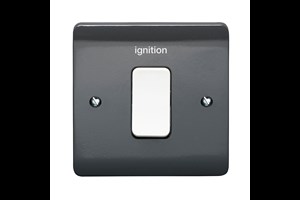 50A 1 Gang Double Pole Switch With LED All Grey With White Rocker Printed 'Ignition'