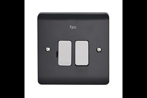 13A Double Pole Switched Fused Connection Unit All Grey With White Rocker Printed 'Fan'