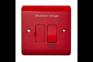 13A Double Pole Switched Fused Connection Unit All Red Printed 'Disabled Refuge'