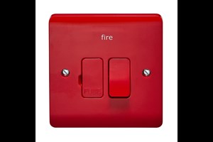 13A Double Pole Switched Fused Connection Unit All Red Printed 'Fire'