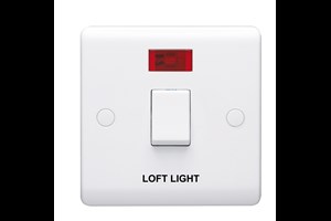 20A 1 Gang Double Pole Control Switch With Neon Indicator Printed 'Loft Light'