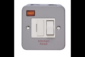 13A Double Pole Switched Metalclad Fused Connection Unit With Neon Printed 'Kitchen Hood'