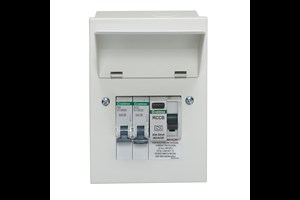 2 Way Consumer Unit RCD Incomer 63A 30mA with 1x B6 and 1x B16 MCB