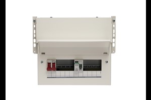 8 Way Split Load Meter Cabinet Consumer Unit 100A Main Switch +4, 80A 30mA RCD +4