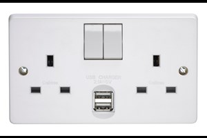 13A 2 Gang Double Pole Switched Socket With Dual 2.1A USB s